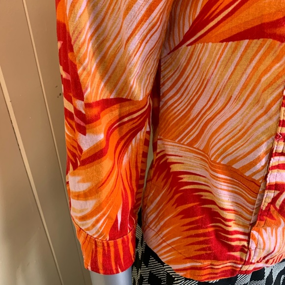 Vintage Company Collection Linen Blend Short/Jacket Womens Size M Orange Floral - Picture 14 of 16